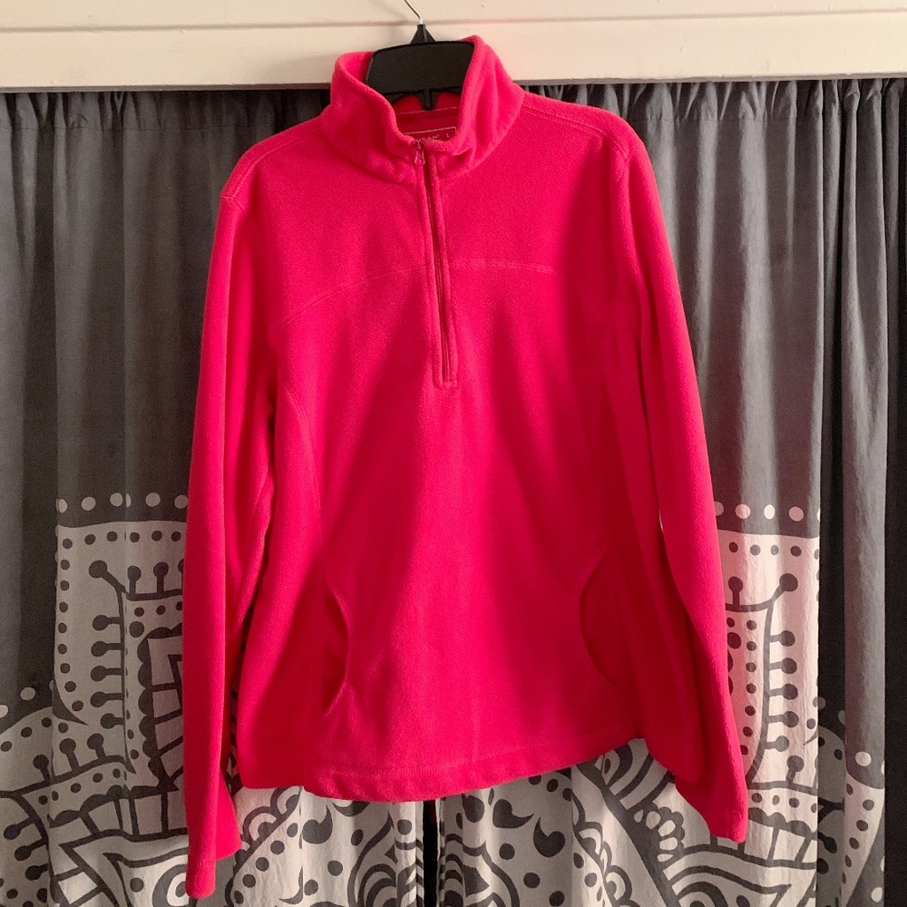 Pink fleece pullover